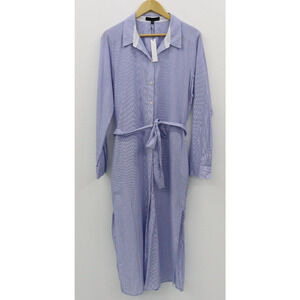 Sanctuary Women's Large Blue and White Stripe Button Down Shirt Dress New NWT